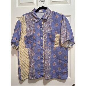 Aritzia Wilfred linen paisley button up shirt M